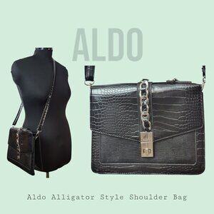 Stylish Aldo Alligator Style Purse - Chain Accents - Crossbody Strap